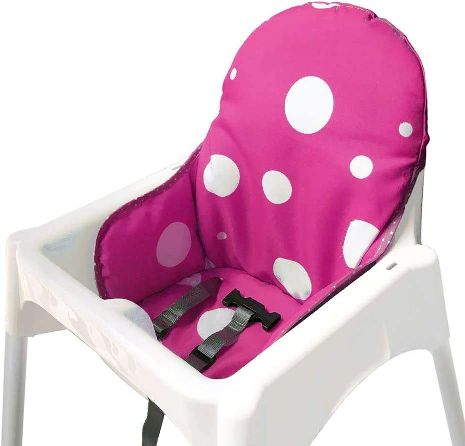 Zama Seat Covers & Cushion Compatible for IKEA Antilop Highchair Washable Foldable Baby Highchair Cover Childs Chair Cushion (Pink