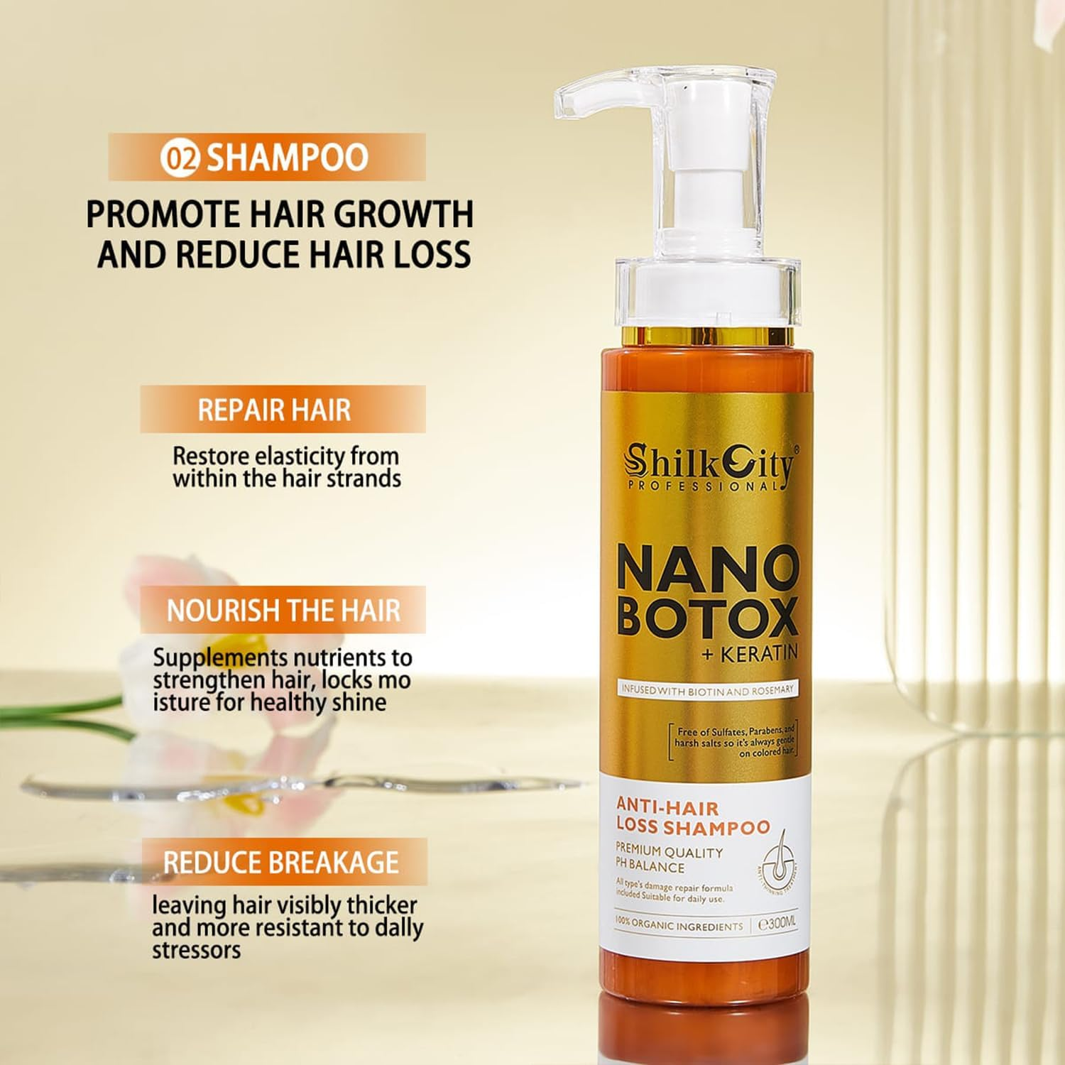 Professional Post-Keratin & Nanoplasty Care Shampoo &ndash; Anti-Hair Loss & Strengthening for Chemically Treated Hair | Colour-Safe, Sulphate-Free, Daily Repair & Shine &ndash; 300Ml