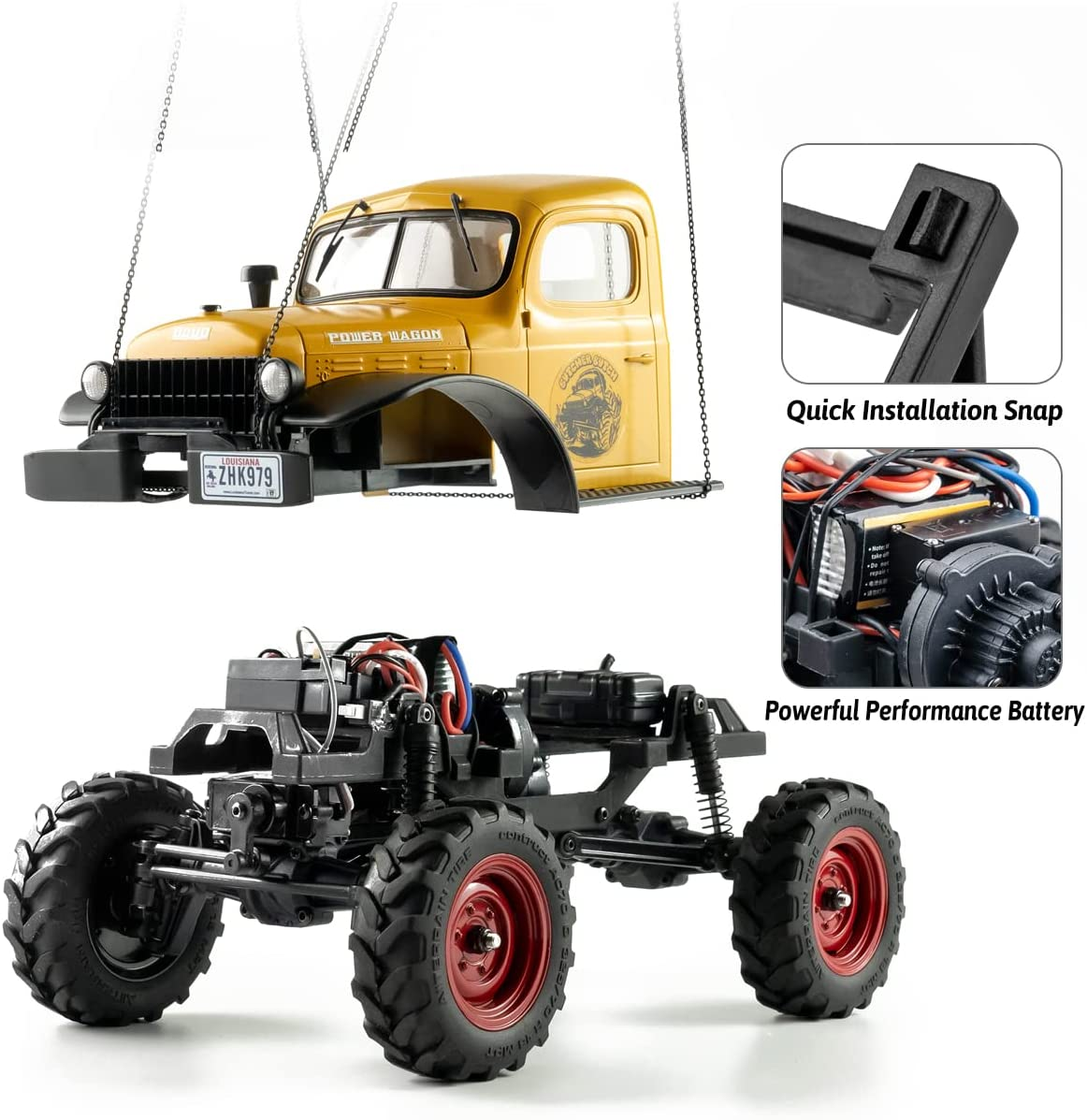EAZYRC RC Car 1/24 Remote Control Car, FCX24 Power Wagon 4WD RC Crawler Two-Speed Shift, RC Rock Crawler 8Km/H with Blind Box Upgrade RC Accessories for Adults (Blue) image number 5