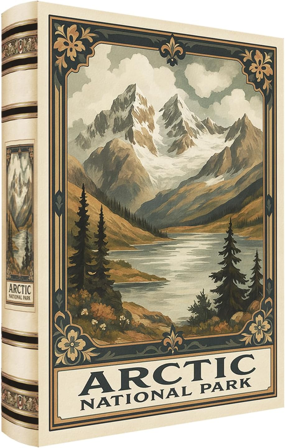 Decorative Wooden Book Box - Vintage Faux Book Boxes with National Park Design, Secret Storage with Magnetic Closure, Leather Cover, Perfect for Home Office Bookshelf (1 X Wrangell St. Elias)