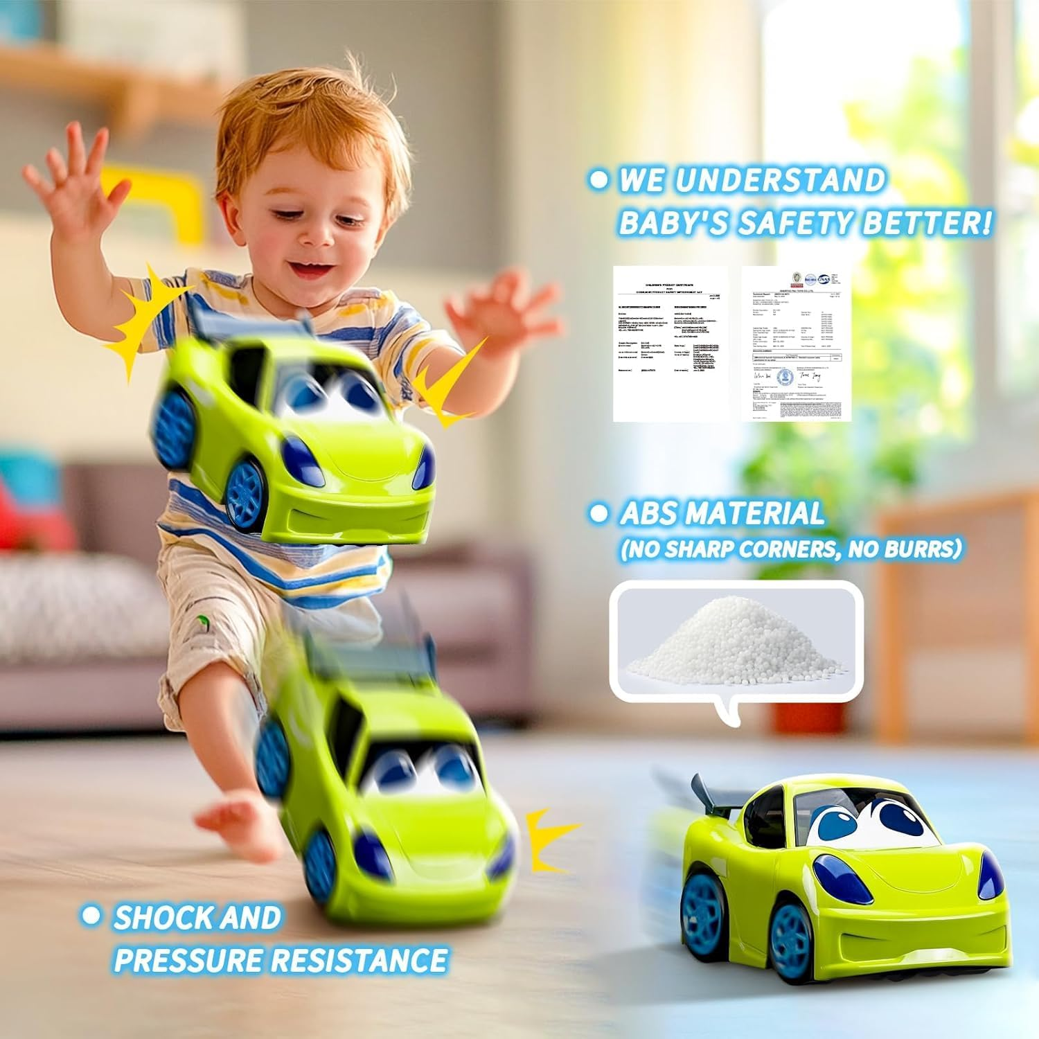 Remote Control Car for Toddlers 1-3 2-4 3-5 Years Old, Cartoon RC Car Toy with Lights and Sounds Birthday Gifts for Boys Girls Kids Age 1-3, Green