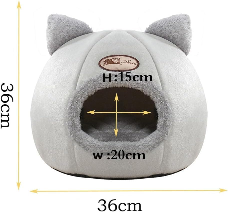 Cat Bed Cave with Dome Shape - Soft Plush Premium Cotton No Deformation Cave, Lightweight Portable Bed, House for Indoor Kitten and Small Dog, Grey(L) image number 6