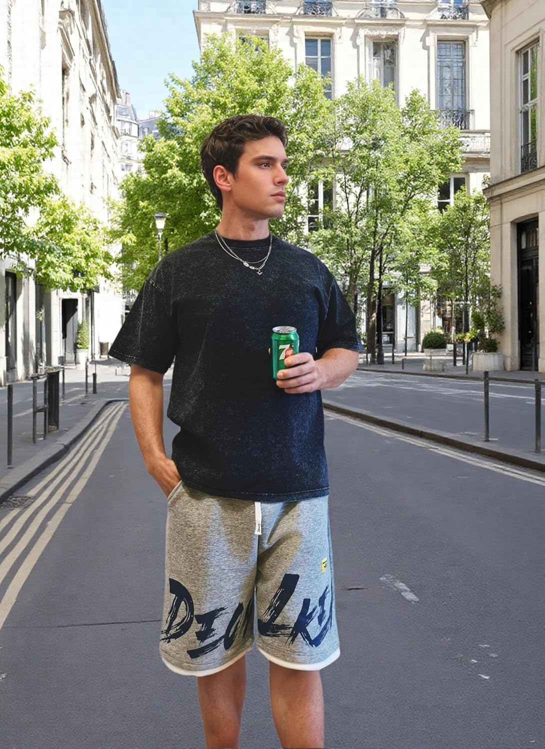 SAN Platina Oversized T Shirt Men Women - 2 Pack Acid Wash Heavy Cotton T Shirts,S-5Xl,Vintage T Shirt,Blue Black T Shirt image number 1