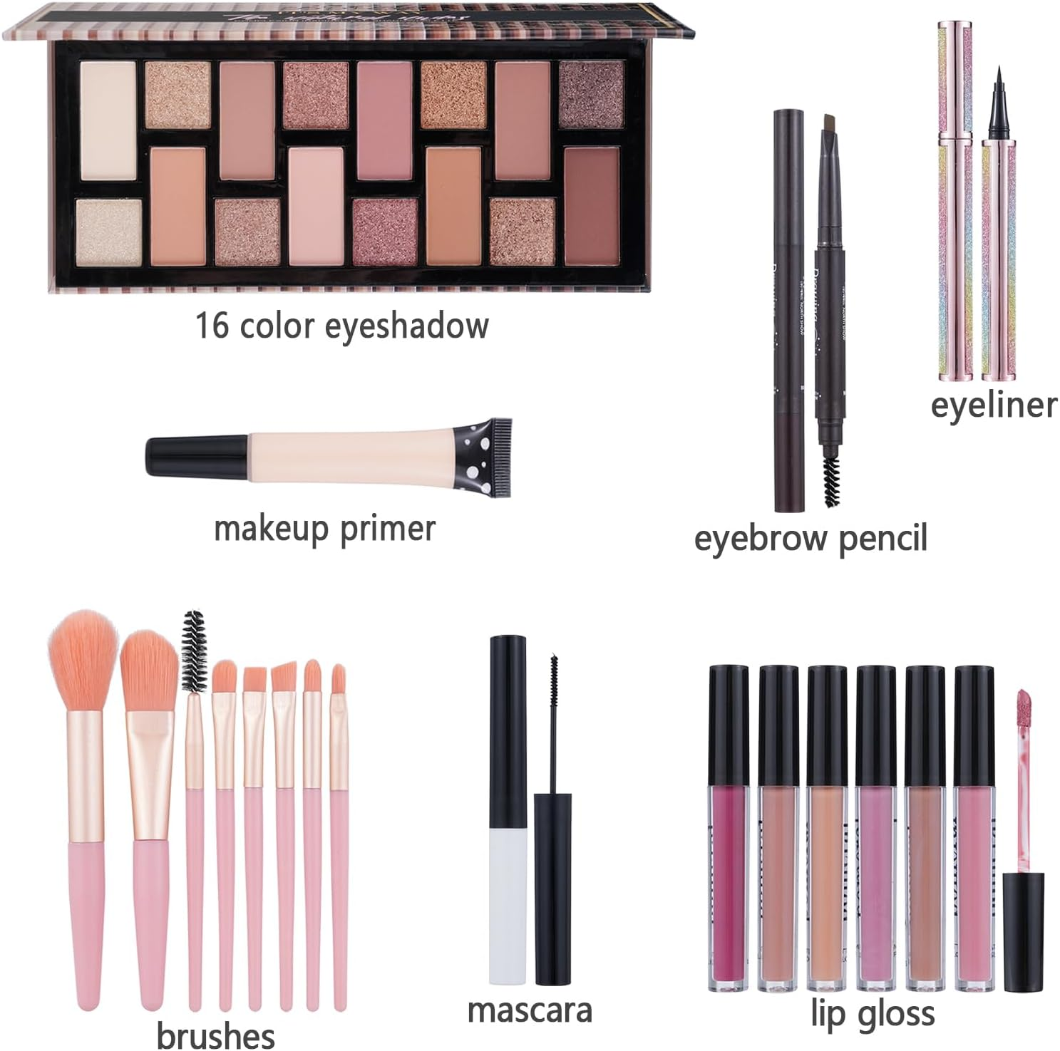Makeup Kits for Girls Teens, Makeup Kit for Women Full Kit, Make up Set for Women with Eyeshadow Palette, Brushes, Mascara, Eyeliner, Lip Gloss, Eyebrow Pencil image number 4