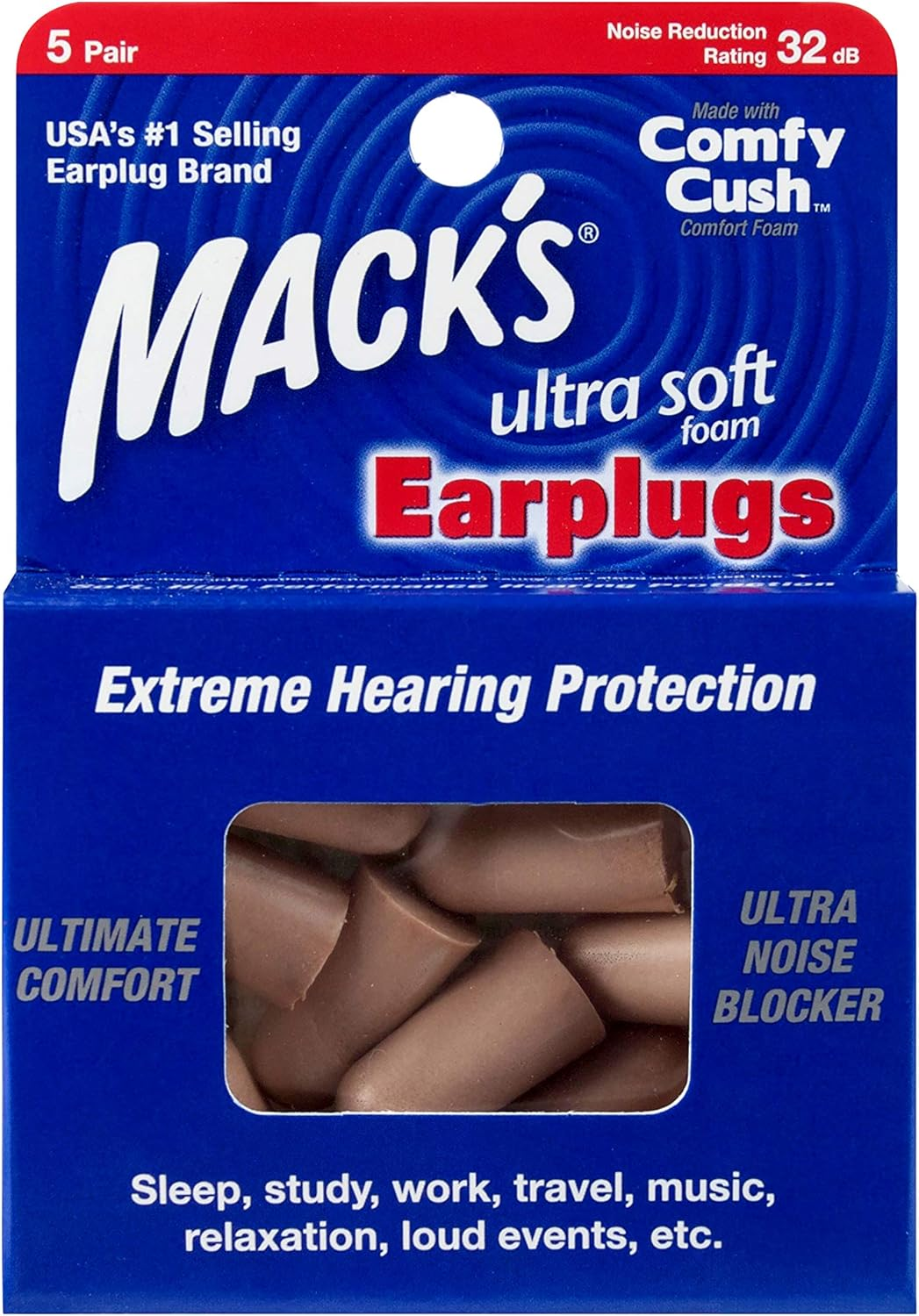 Mack'S Slim Fit Soft Foam Earplugs, 50 Pair - Small Ear Plugs for Sleeping, Snoring, Traveling, Concerts, Shooting Sports & Power Tools