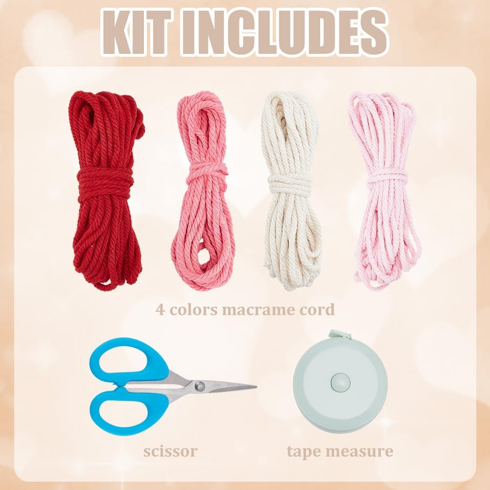 FREEBLOSS 5 Set Valentine'S Day Dog Chew Toys Kit Heart Shaped Dog Rope Macrame Kit Valentine'S Day Puppy Throwing Toy for Pet Teeth Cleaning Macrame Kit for Beginners