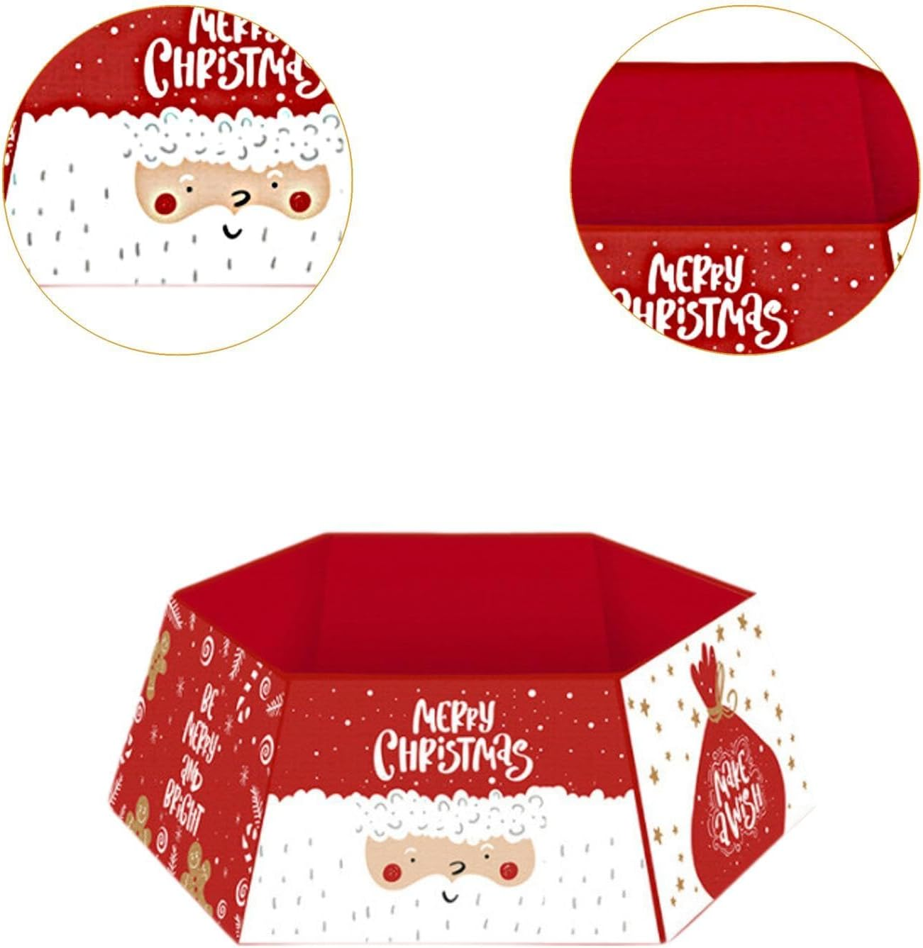 TENOL Christmas Tree Collar Christmas Tree Skirt Hexagon Ornament Decorative Christmas Decoration Christmas Tree Ring for Party, Style D image number 2