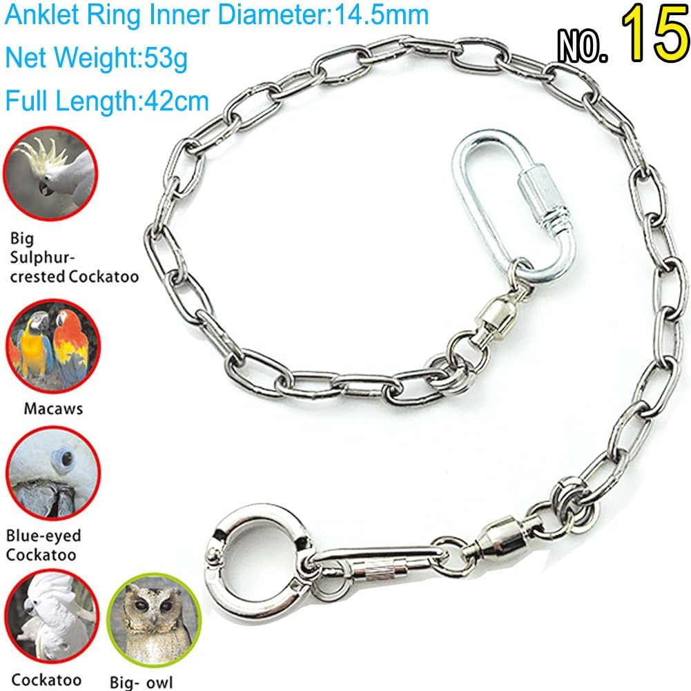 Ebamaz Parrot Foot Chain for Small Medium Large Birds Stainless Steel Anklet Ring for Pet Training (NO.15 (14.5Mm)) image number 4