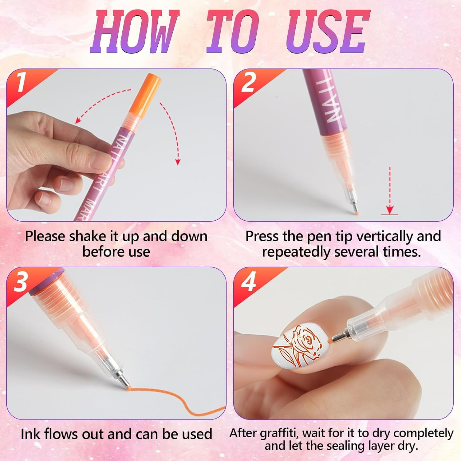 12 Colors Nail Art Pens Set, 3D Nail Art Markers Doodle Pen for Kids Adults, Nail Art Tools for Polishing Dotting Painting Liner DIY image number 6