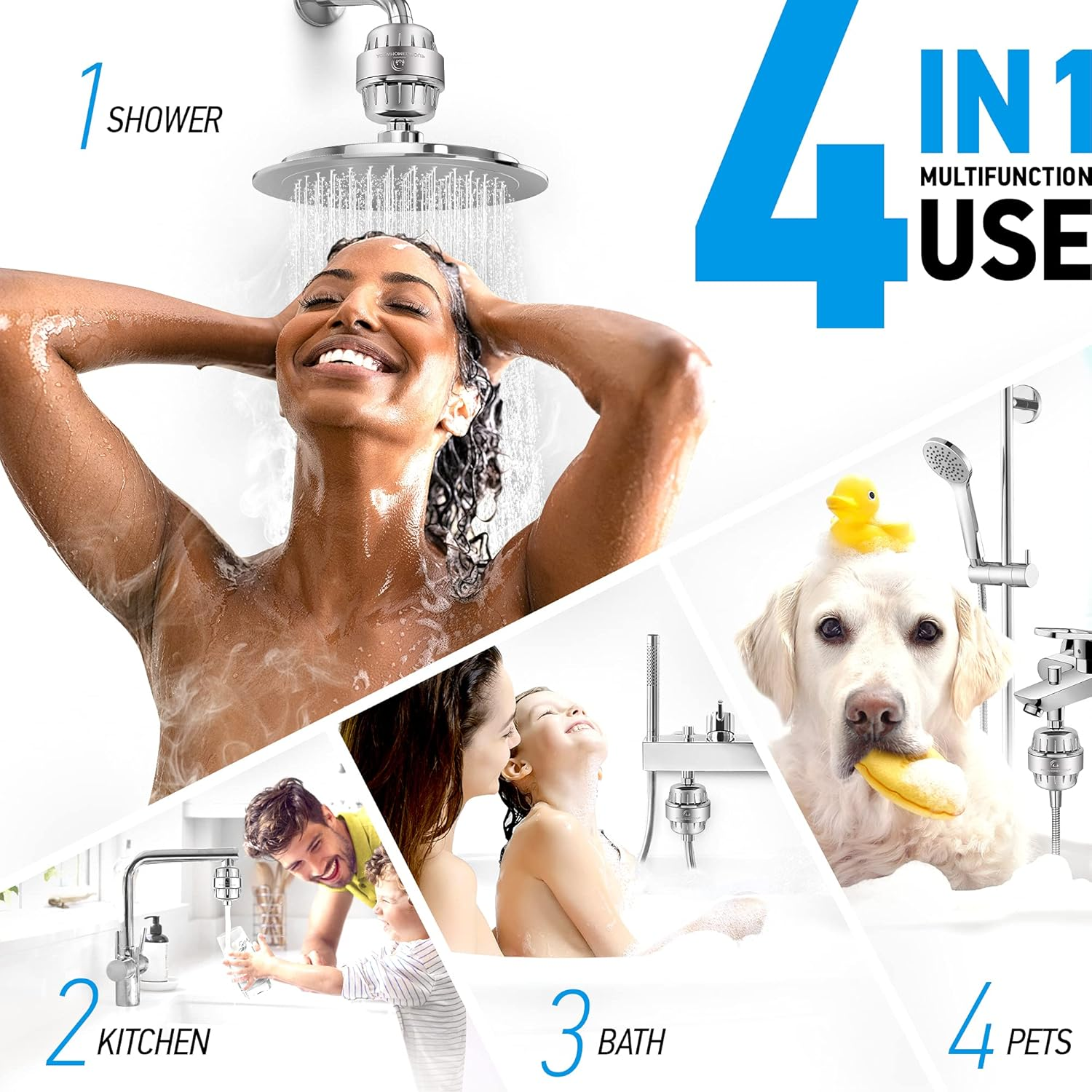 Aquahomegroup Shower Head Water Filter - 20 Stage - 5 Replacement Cartridges - Hard Water Softener - Chlorine & Fluoride Remover - Vitamin C & E - Soft Water Filtered - Purifying Softening Aqua image number 3