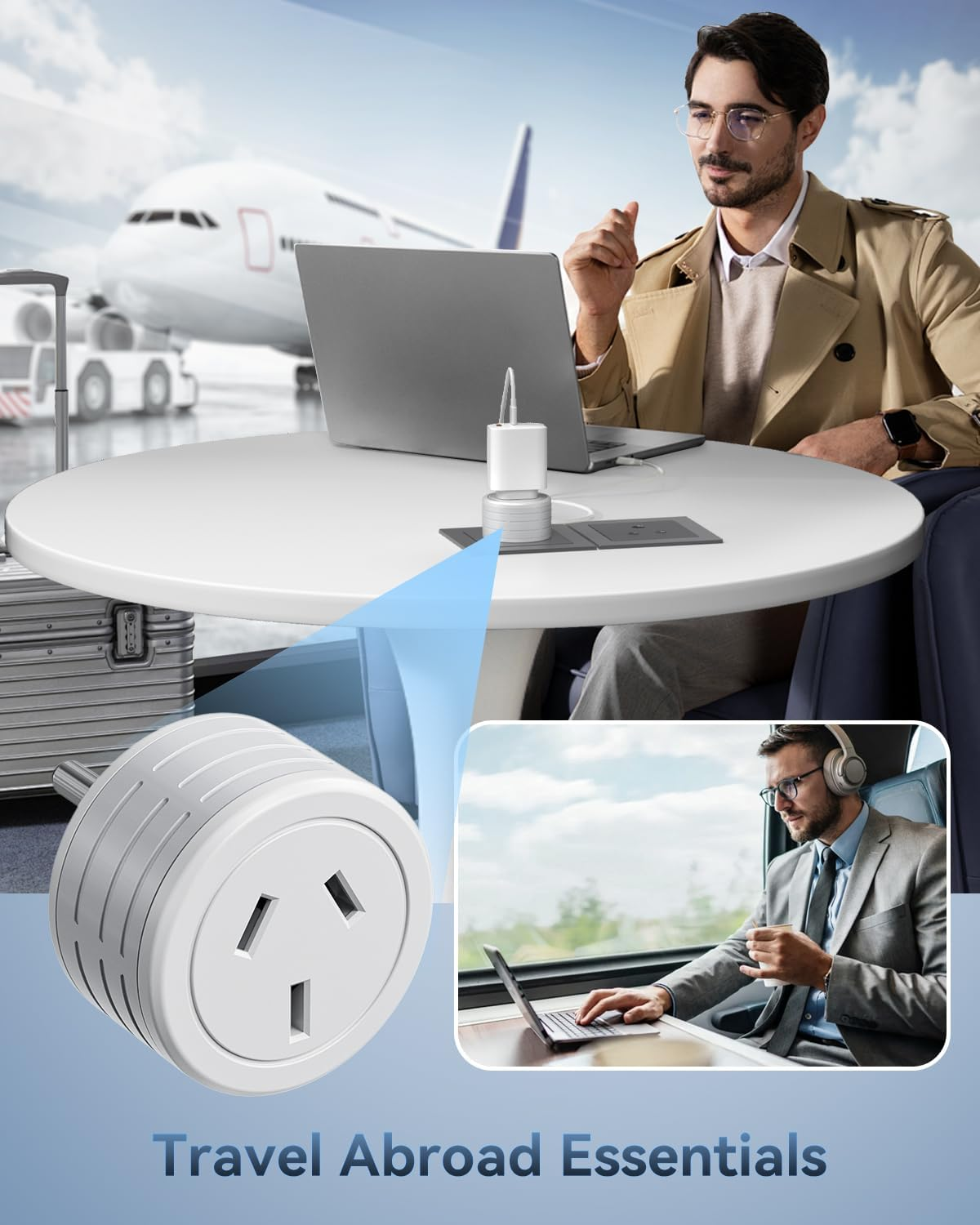 India Travel Adapter - AU to India Universal Travel Plug, in to AU International Power Adapters, India to Australia Travel Power Plug Type-D Adapter for Sri Lanka, Maldives, Nepal, Pakistan (2-Pack)