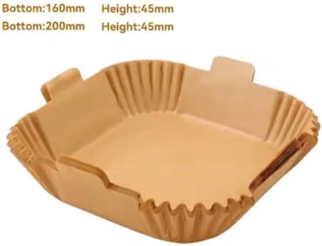 Air Fryer Paper Liners with Handles, Square, 16Cm & 20Cm, 125Pcs Extra Thick Disposable Parchment Liners, Non-Stick, Oil-Proof, Compatible with Tefal, Philips, Breville & More, Bpa-Free, Unbleached image number 4