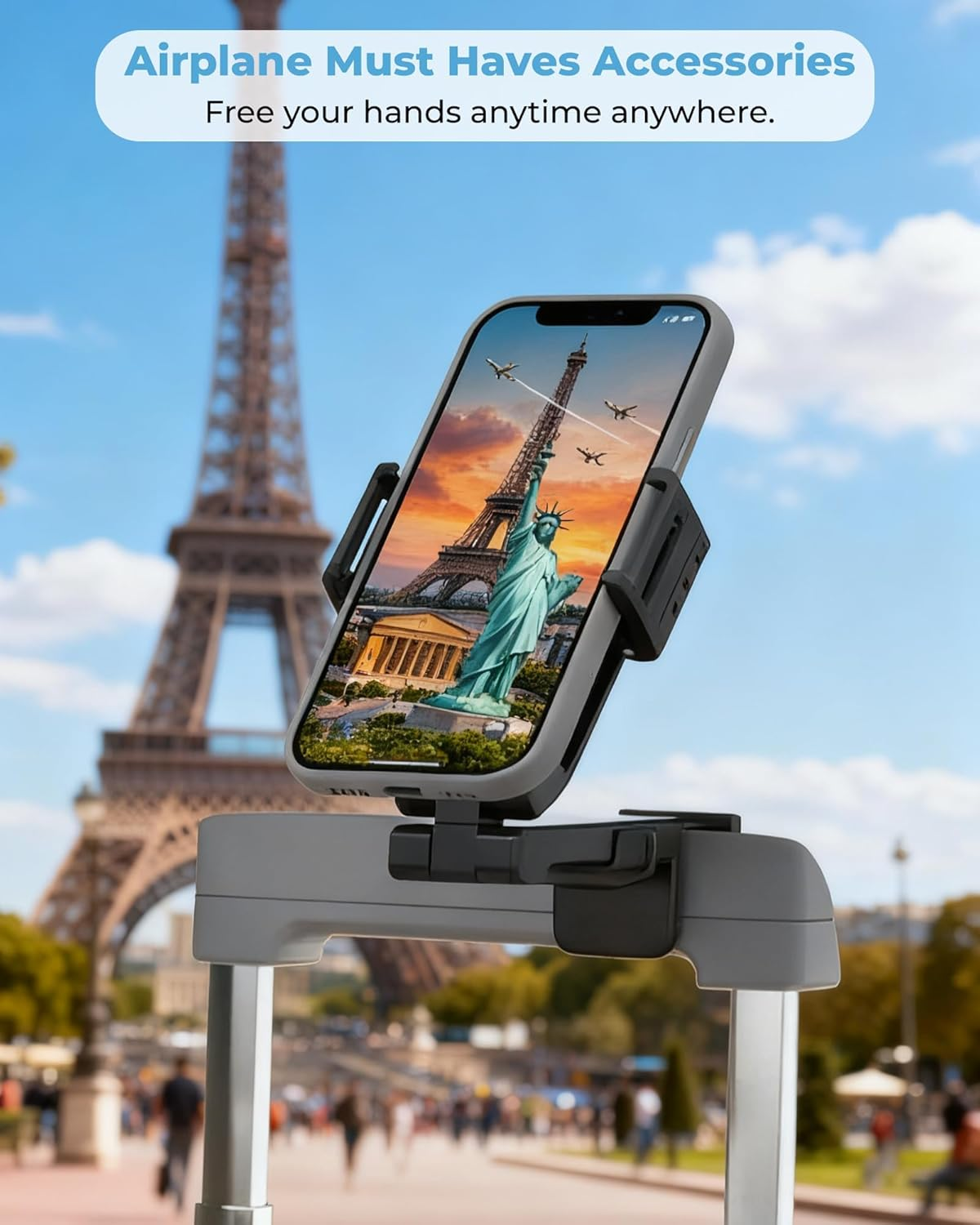 EKOWEE 2 Pack Universal in Flight Airplane Phone Holder Mount, Hands Free Viewing with Multi-Directional Dual 360 Degree Rotation, Pocket Size Must Have Airplane Travel Essential Accessory for Flying image number 3