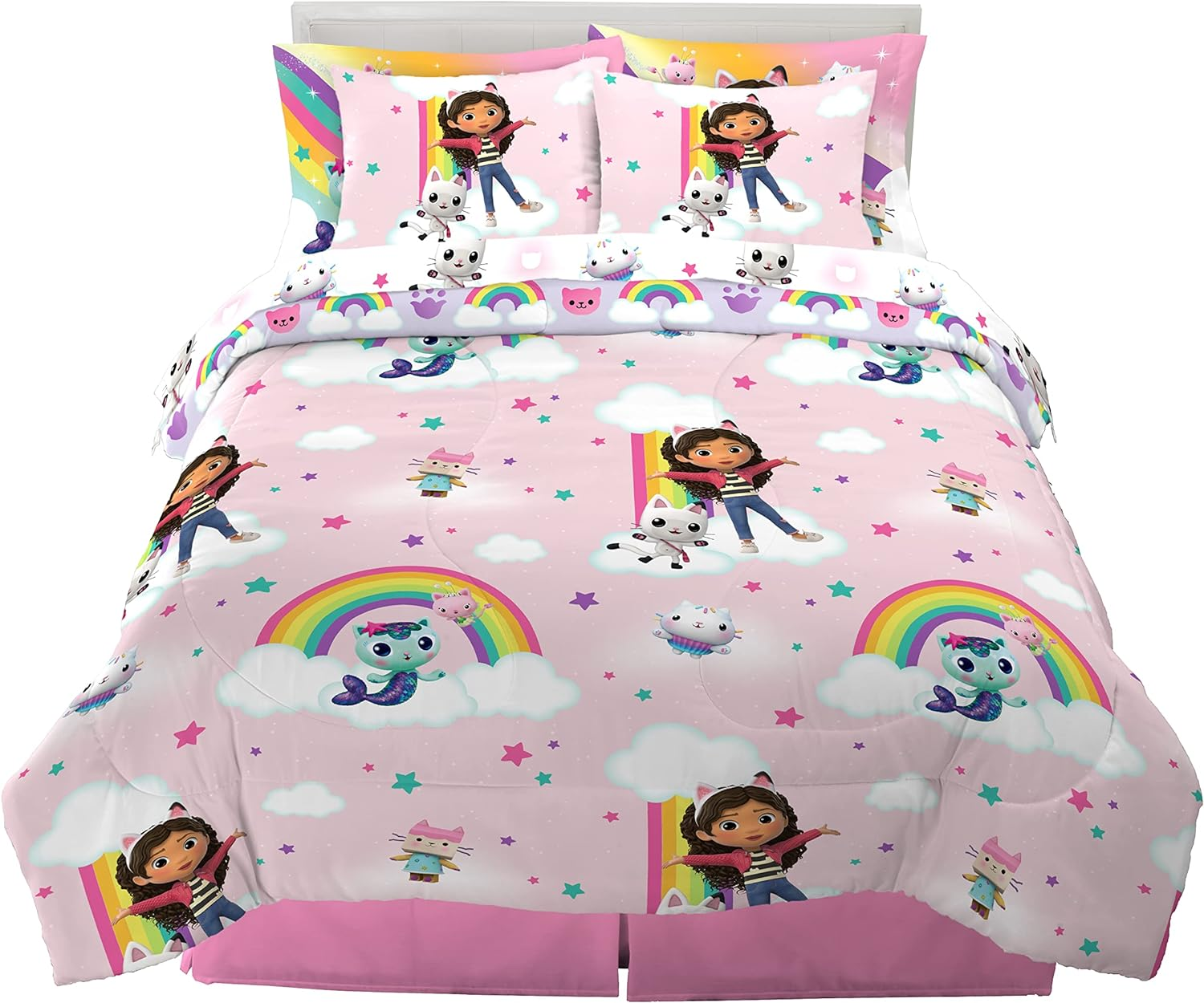 Franco Gabby'S Dollhouse Kids Bedding Super Soft Comforter and Sheet Set with Sham, 7 Piece Full Size, (Officially Licensed Product)