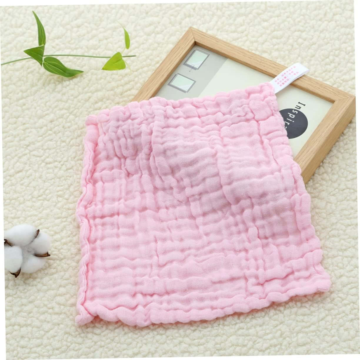 5Pcs Baby Muslin Washcloths for Infants Soft and Absorbent Face Towels Pink for Burping and Drooling image number 5