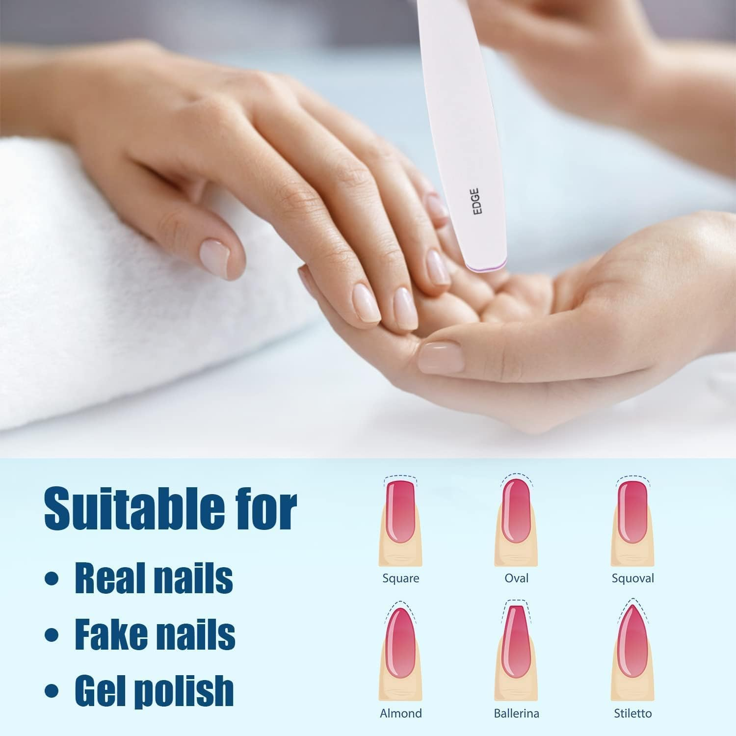 6 Pcs Nail File & Buffer Set - Multi-Grit Kit for Acrylic & Natural Nails (100-4000 Grit) - Soft Gel Files, Buffers & Emery Boards for Home Salon & DIY Use image number 5