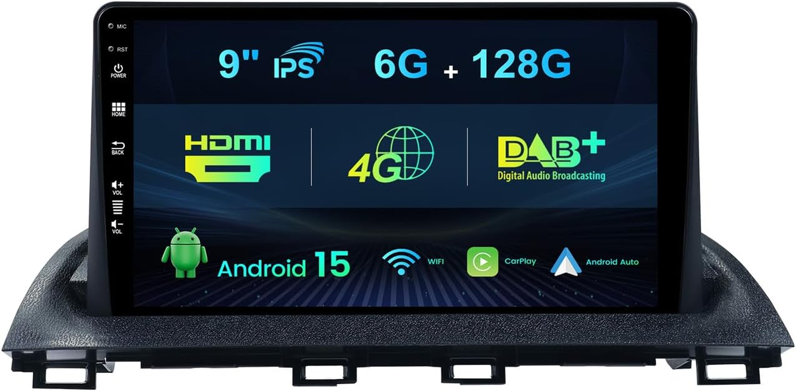 MISONDA 6G+128G Car Radio Stereo Player for Mazda 3 Axela 2014-2019 Built in DAB+/4G/HDMI Wifi IPS 9Inch Touch Screen GPS Navigation Head Unit Double Din Android 15 image number 4