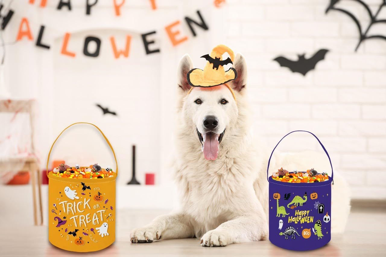 ESSME Halloween Bucket, Trick or Treat Buckets for Halloweens Party Supplies, Candy Buckets, Kids Bucket for Girls and Boys.(Halloween Dinosaurs) - Ghost image number 3
