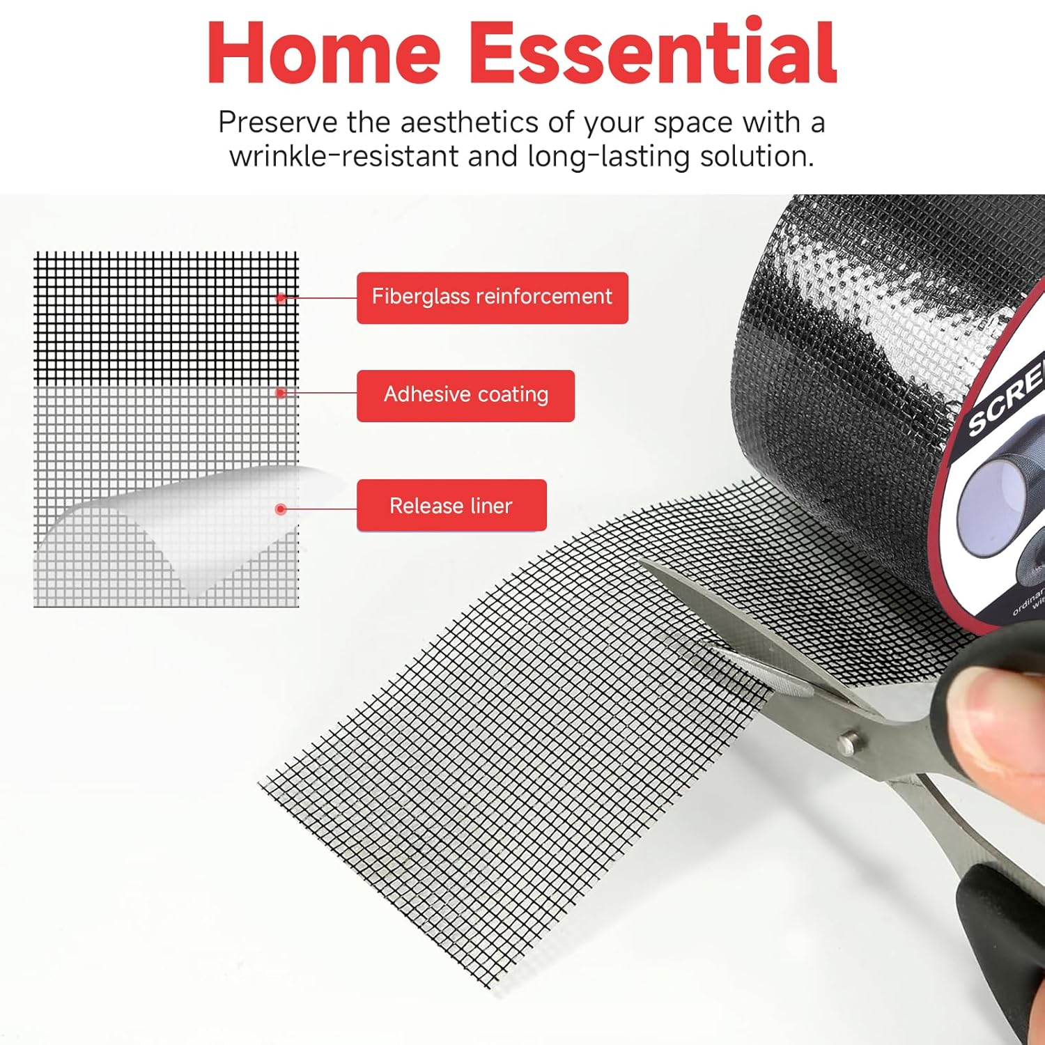 Teskyer Screen Repair Kit, Window and Door Screen Repair Tape,2'' X 9.84FT Strong Adhesive Screen Repair Patch Tape,For Door Window Tears Mesh Holes Fix(Black) image number 3