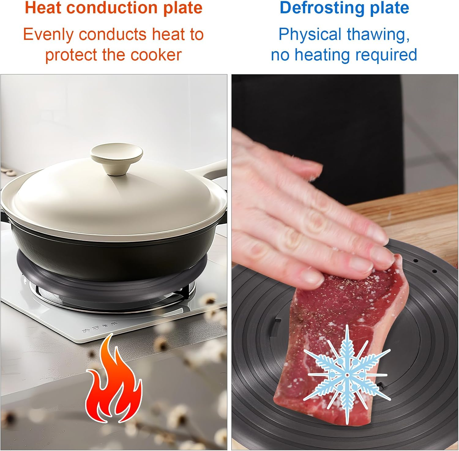 Lyreh Alloy Heat Conducting Plate, 10.24In Removable Gas Cooker Heat Conducting Plate Diffuser Tray with Removable Handle for All Kitchen Needs (Silver) image number 4