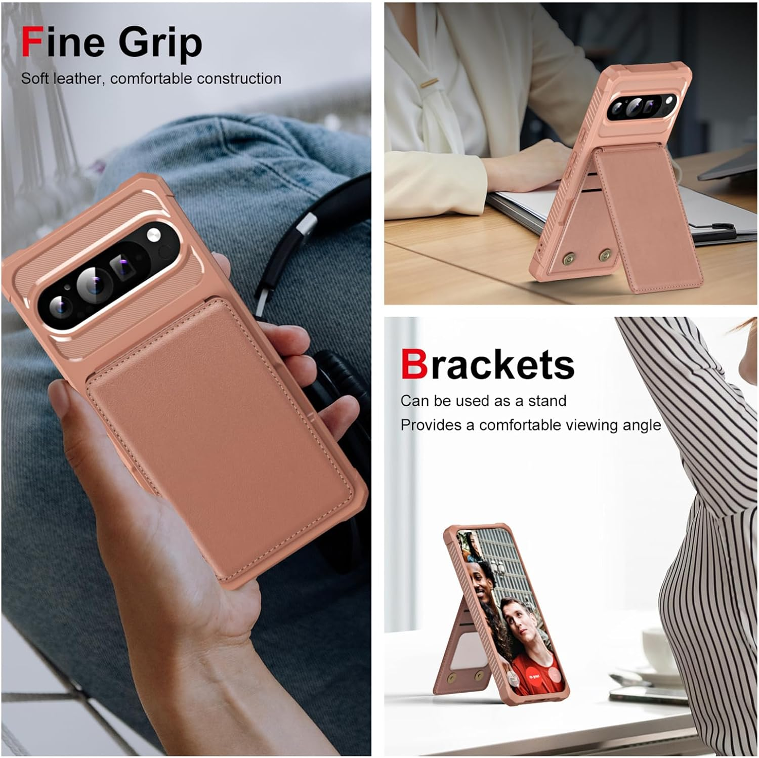 Fofvccv Wallet Case for Google Pixel 10 Pro XL with Double Magnetic Clasp, PU Leather Flip Kickstand Cover with Credit Card Slots Holder for Google Pixel 10 Pro XL ZM Rose image number 1