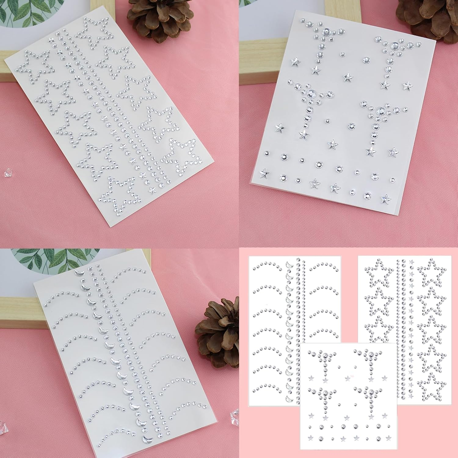 Rylaxzon Face Gems & Hair Jewels - Self-Adhesive Rhinestones & Pearls for DIY Makeup Crafts image number 3