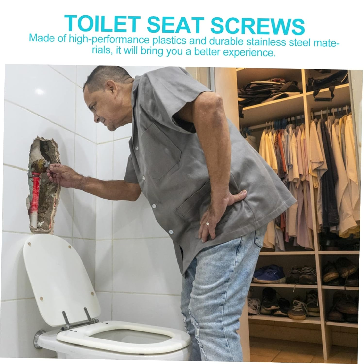 TEHAUX 2Pcs Toilet Seat Expansion Screws Fixing Screws for Easy Installation and Connection Replacement Accessories for Toilet Seats Grey Color image number 3