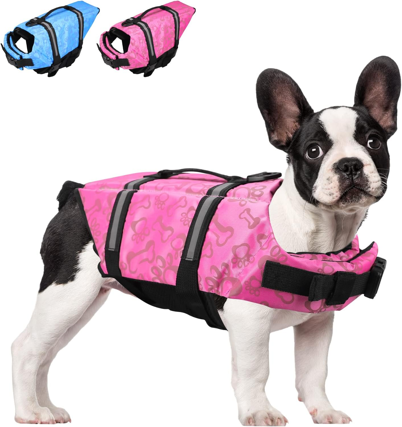 Neween Dog Life Jacket with Reflective Stripes, Adjustable Dog Life Preserver Ripstop Dog Life Vest with High Flotation and Lift Handle, Pet Lifesaver Swimsuit for Small Dogs (Pink, Small)