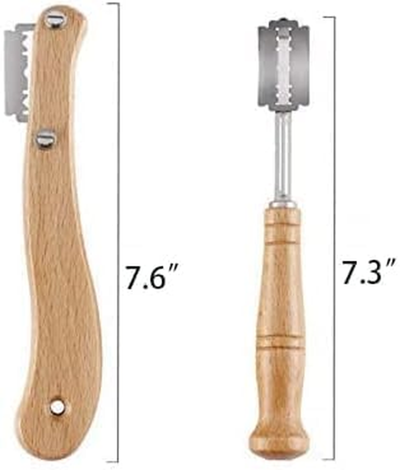 Bread Lame Dough Scoring Slashing Tools Baking Sourdough Bread Knife Razor Cutter Bread Lame Slashing Tool, 2Pcs Wooden Handle Bread Slashing Tool Dough Scoring Tools with 20 Pieces Replaceable Blades image number 1