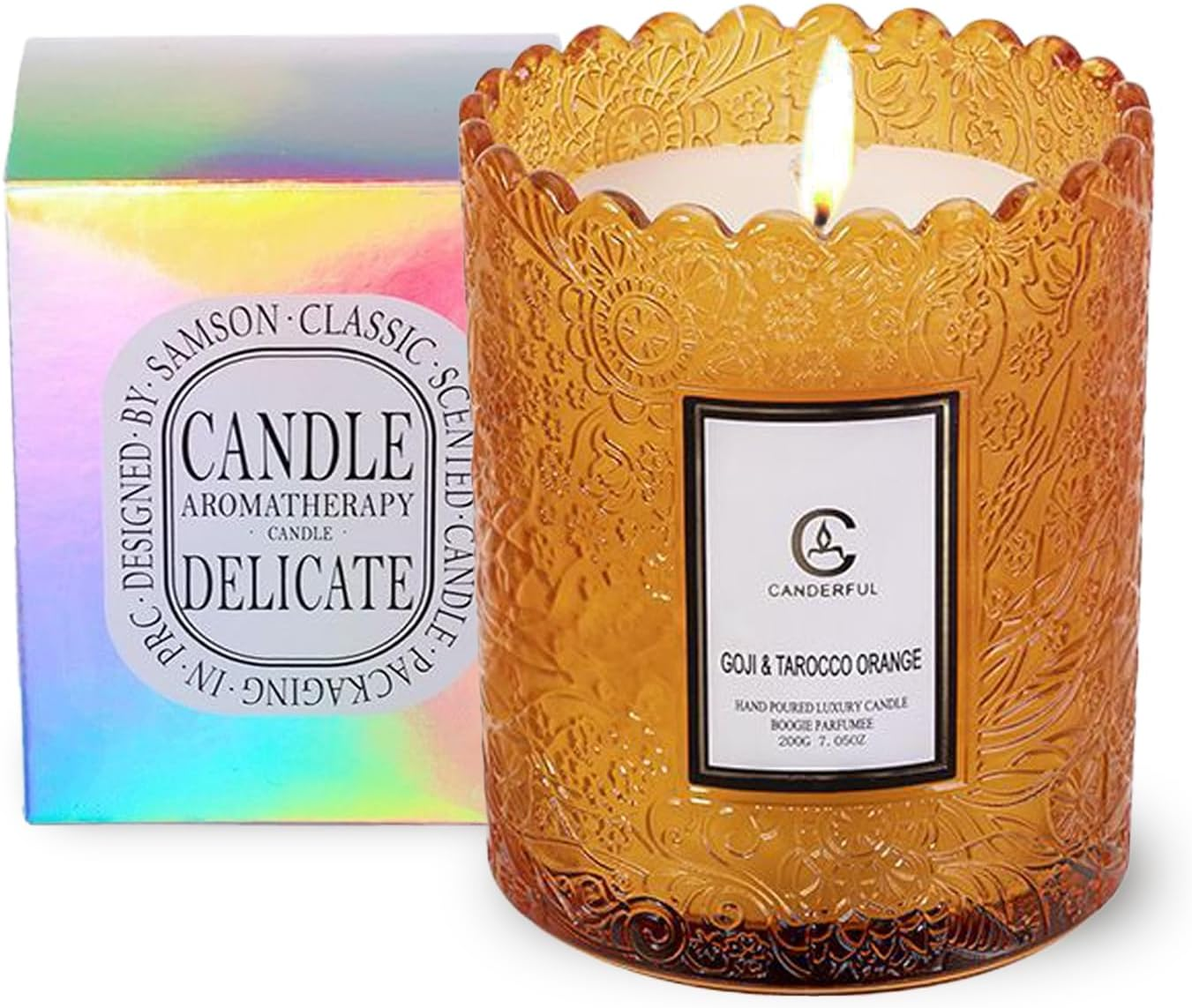 Scented Candle in Elegant Glass Box, 7 Oz/ 200G - 100% Natural Soy, 30-Hour Burn Time - Perfect Home Fragrance, Thoughtful Gifts for Women and Men (Osmanthus) image number 5