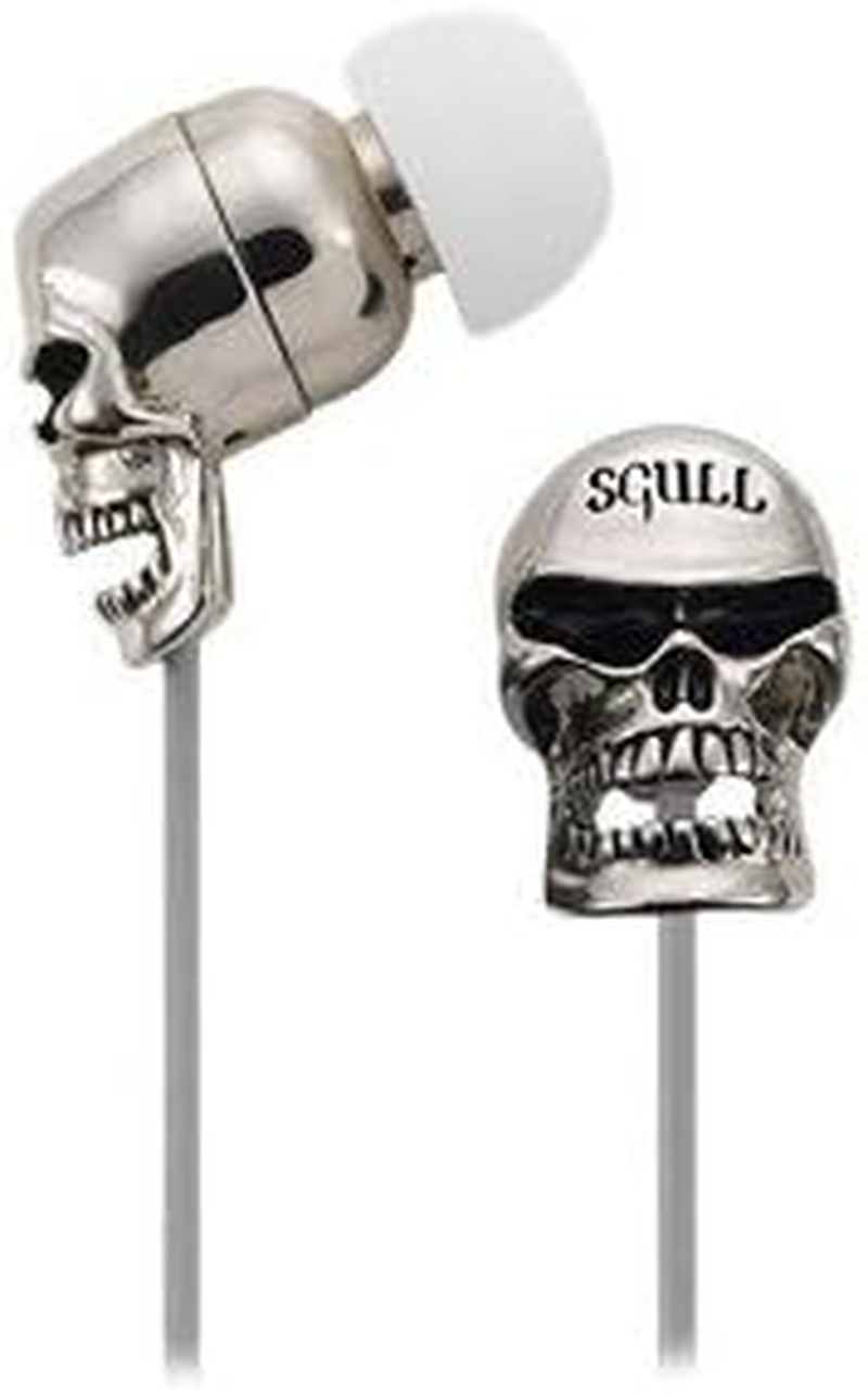 Gavio G25EE03512 [Iphone/Blackberry/Samsung Compatible Inner Earphones with Microphone] Skull Chrome Plated image number 1