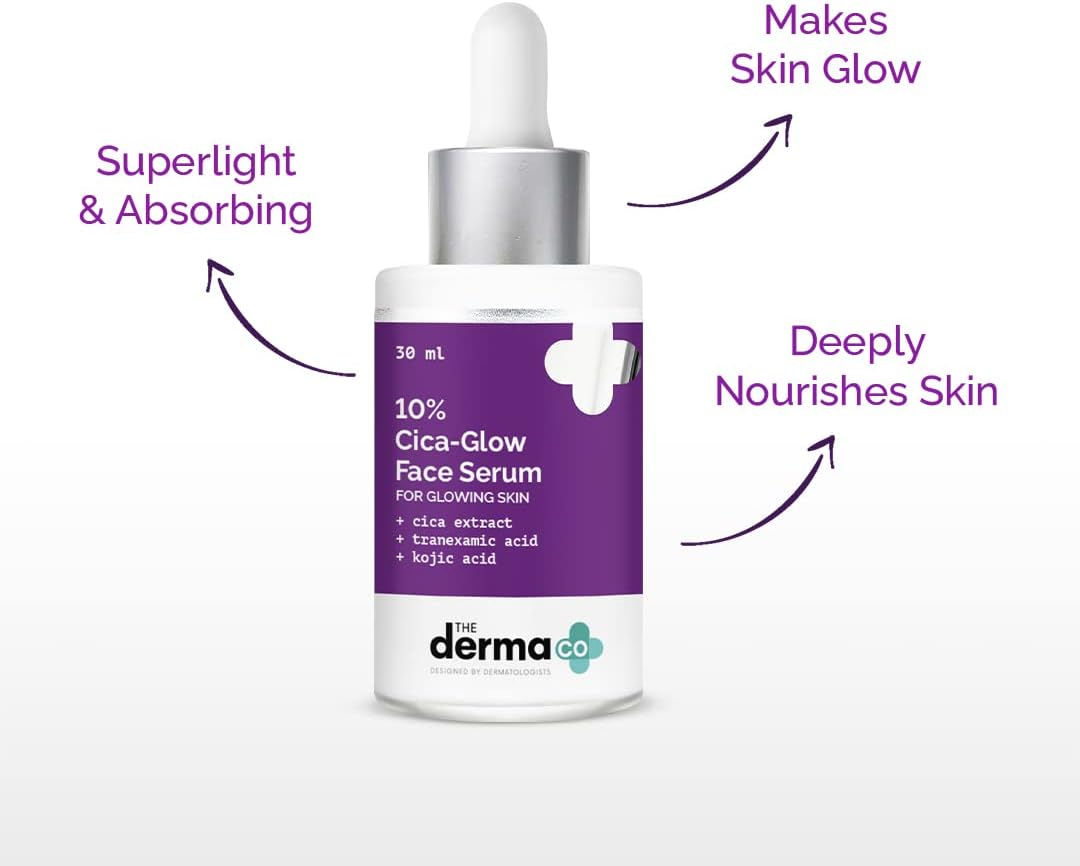 The Derma Co 10 Cica Glow Face Serum with Tranexamic Acid Kojic Acid for Glowing Skin - 30Ml Clear image number 2