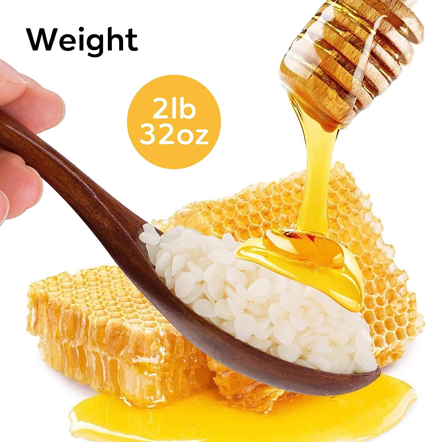 NUFECARG Beeswax Pellets 2LB(32 Oz), 100% Organic Bees Wax, Triple Filtered Beeswax for DIY Candle, Hair Care, Lotions, DIY Creams, Lip Balm and Soap Making Supplies image number 3