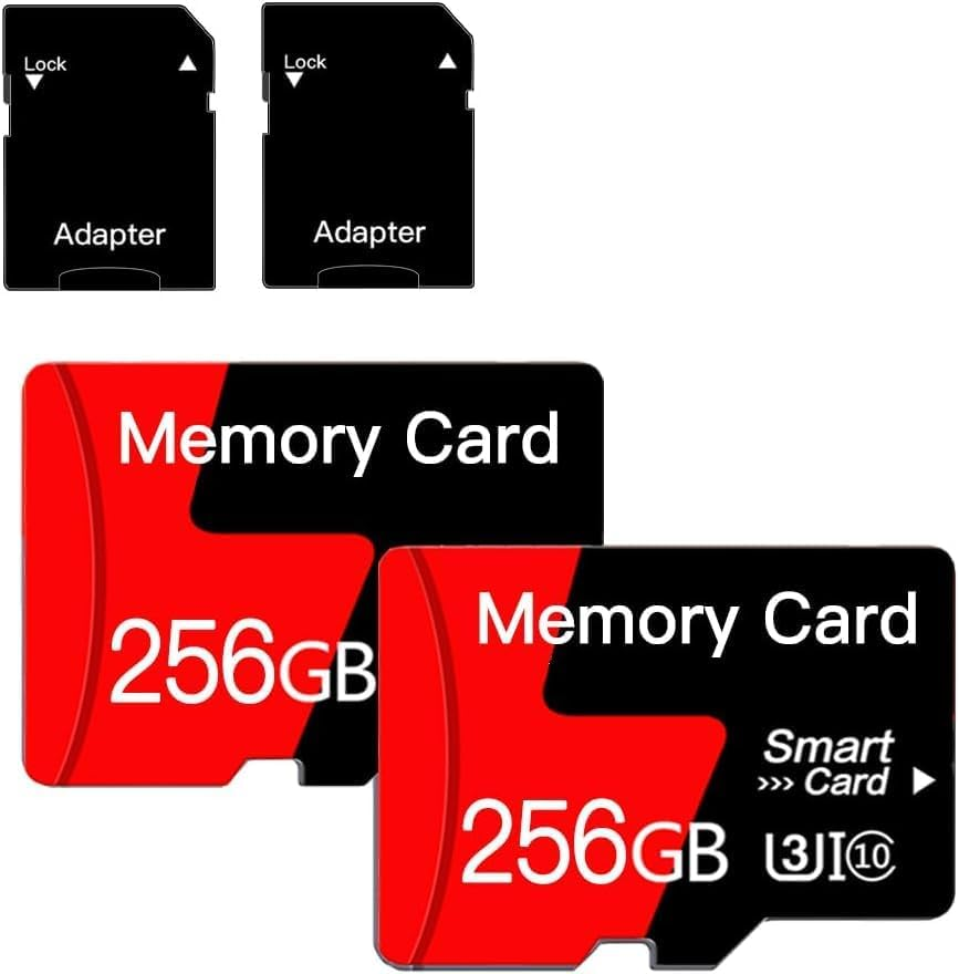Micro Card 256GB 2 Pack Memory Card Compatible High Speed for 4K UHD Video, A1 U3 C10 Micro XC Card with 2 Adapter image number 2