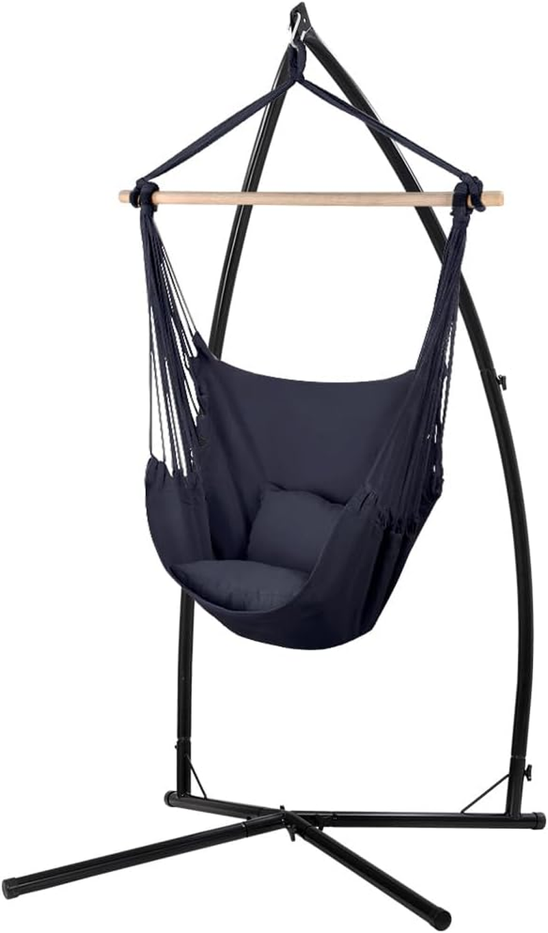 Gardeon Hammock, Single Size Chair Portable Camping Swing Hanging Chairs Hammocks Patio Backyard Porch Outdoor Indoor Furniture, with 2 Cushions Pillows Easy Installation Grey