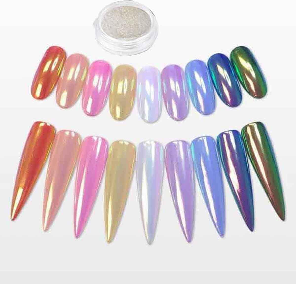 1 Box Laser Nail Glitter Peacock Mirror Powder Laser Dust Nail Art Chrome Pigment Powder Rose Gold Silver Mix Nail Art Glitter Sequins DIY Sparkly Paillette Charm Flakes Gel Nail Decorations image number 5