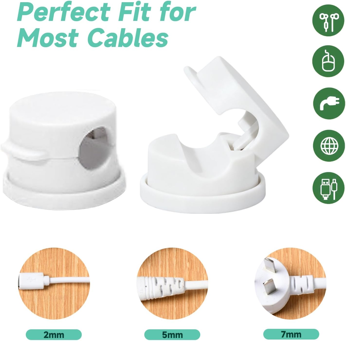 Luojinluoda 6 Pack Spring Cable Clips Upgrade Rotatable Cord Organizer - Desk Cable Management Clips Cable Organiser Cord Holder Rotatable Phone Charging USB Wire Holder for Office Desk