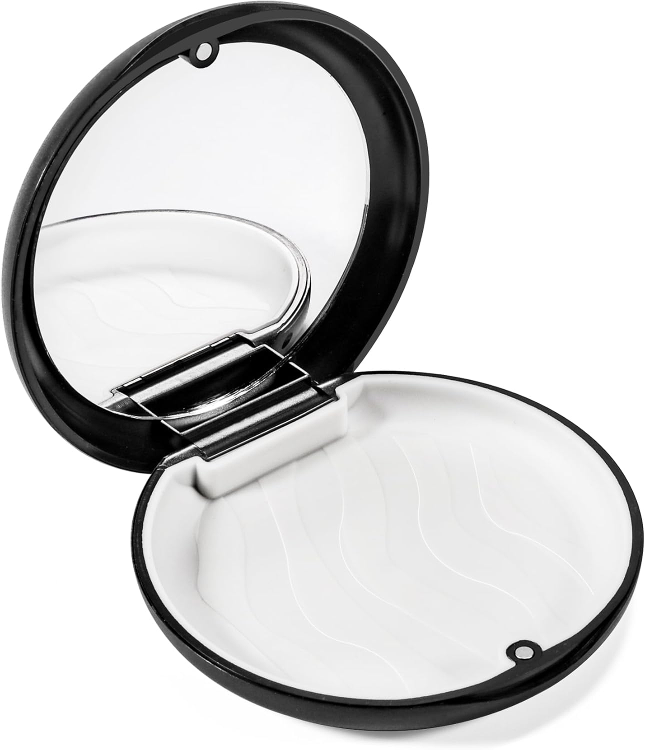 Annhua Retainer Case with Mirror - Slim Magnetic Mouthguard Case with Silicone Textured Liner for Braces and Aligners, Travel Dental Box - Pink