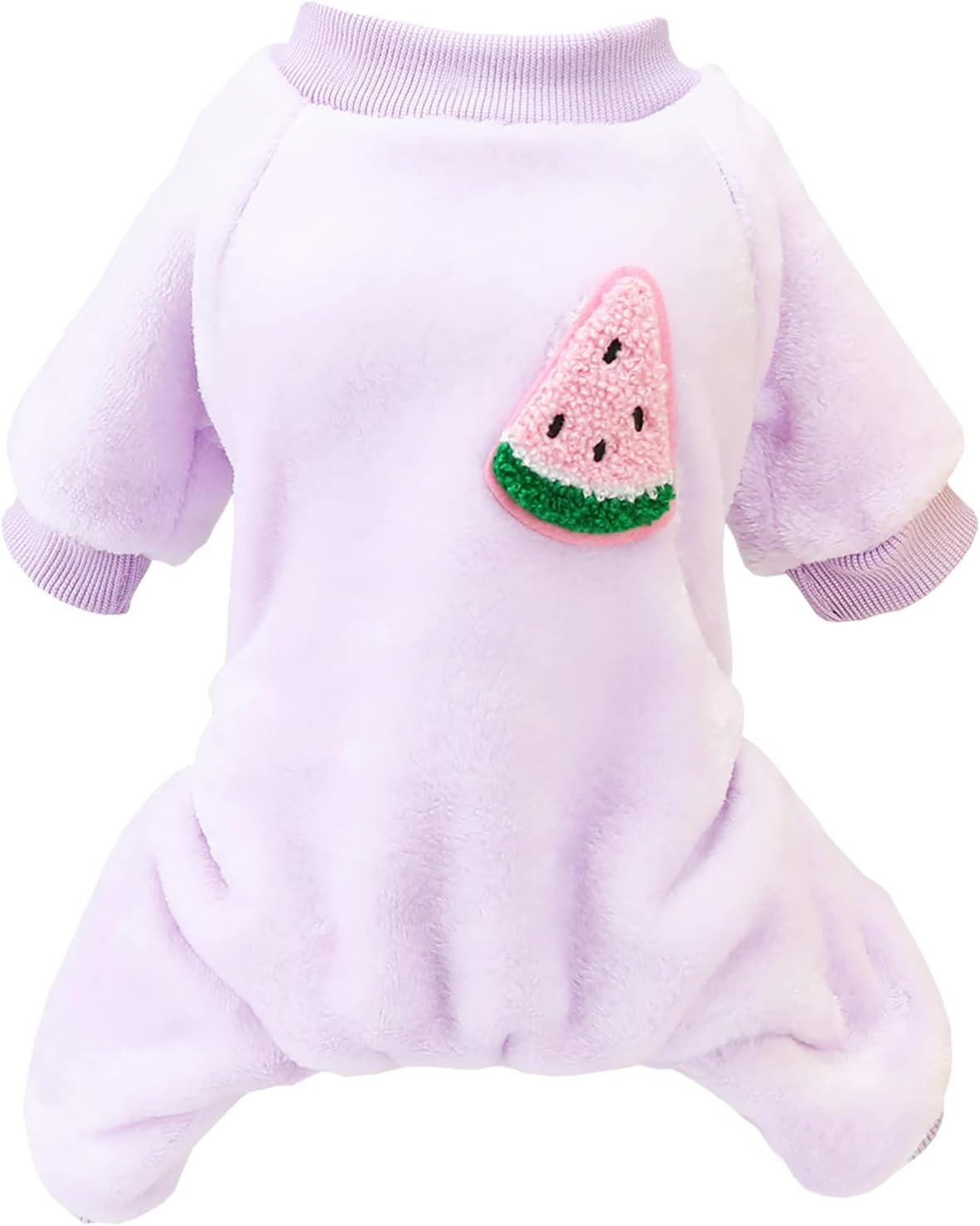 Izefia Dog Sweater Dog Clothes Fleece Dog Woolen Sweater Winter Warm Sweat Shirt 4 Legs Jumpsuit Pajamas Fruit Simple Sweater for Small Dog Medium Dog Cat Purple XXL