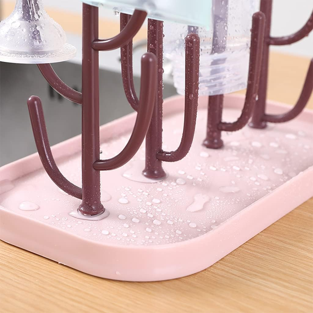 Perfeclan Water Bottle Drying Rack Holder with Tray Cactus Multifunctional, Pink image number 1