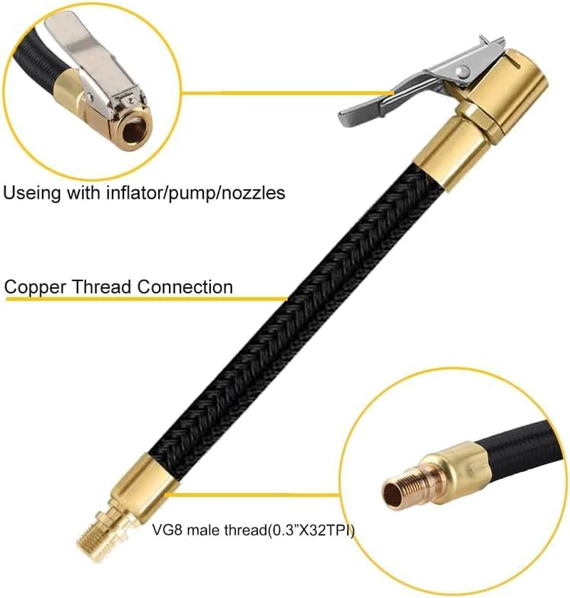 Tire Inflator Extension Tube Tyre Pump Quick Inflation Chuck Adapter Hose Quick-Inflation Clip Connector, 1Pc Tire Inflator Extension Tube Tyre Pump Quick Inflation Chuck Adapter Hose Connector image number 5