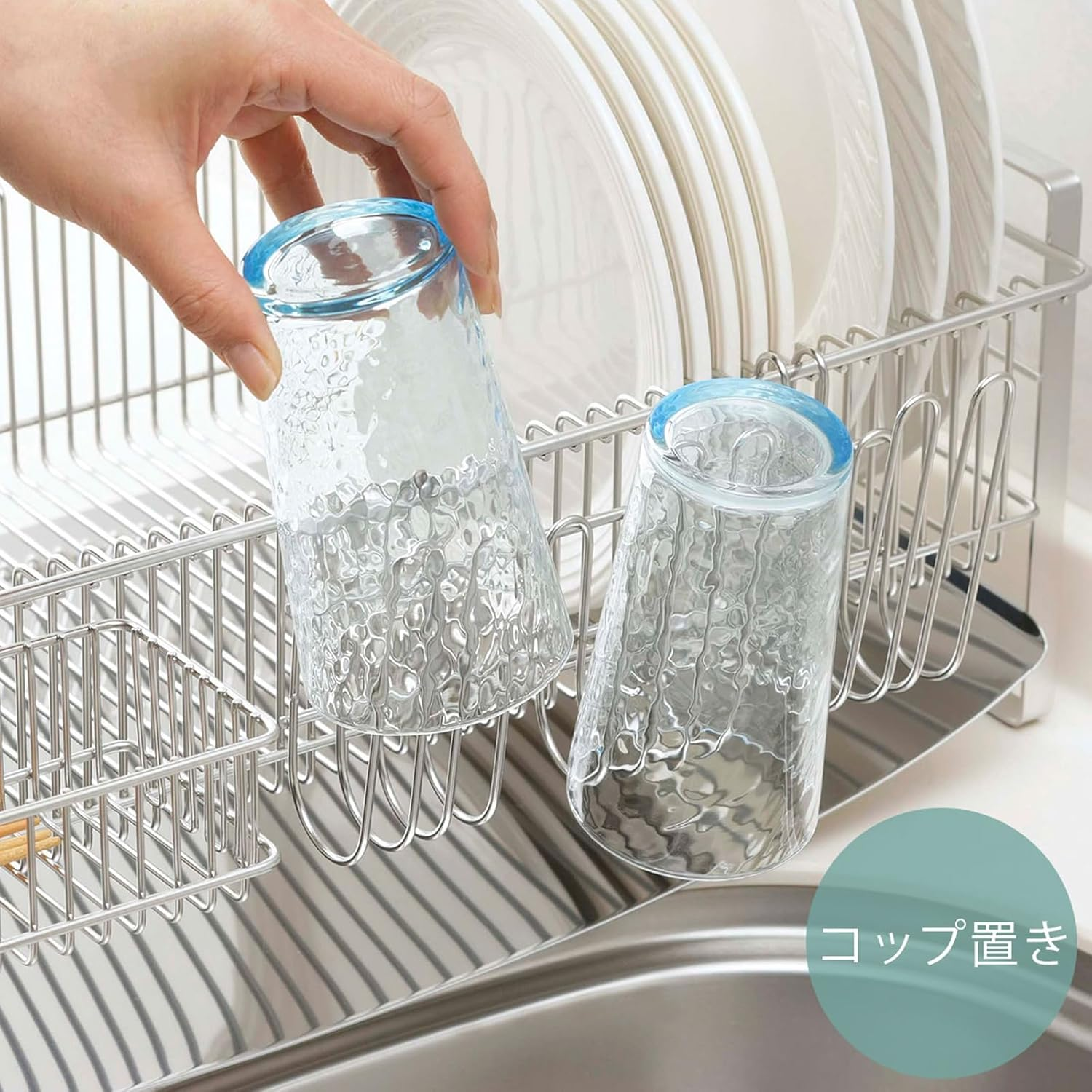 Shimomura Planning 40133 Tsubamesanjo 3 Row Glass Hook for Drying Rack, Made in Japan, Compatible with Bottles and Milk Packs, Can Also Be Used as a Cutting Board Stand, Stainless Steel image number 2