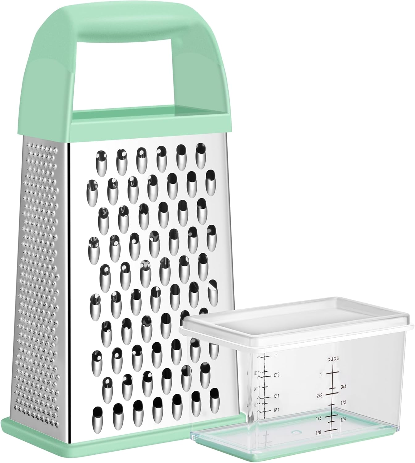 Urbanstrive Cheese Grater with Container Box Grater Stainless Steel Graters for Kitchen Cheese Shredder Parmesan Shredder Kitchen Gadgets Kitchen Tools Kitchen Gifts for Chef Dishwasher Safe Zester