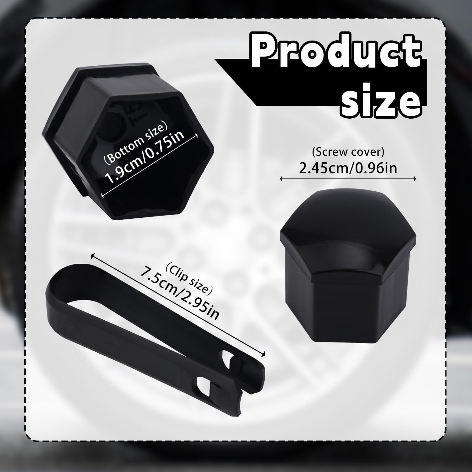 BOXOB 20Pcs Car Wheel Lug Nut Covers, 19Mm Hexagonal Nut Covers with Removal Tool Wheel Bolt Caps Automotive Exterior Accessories for Most Car (Black) image number 1