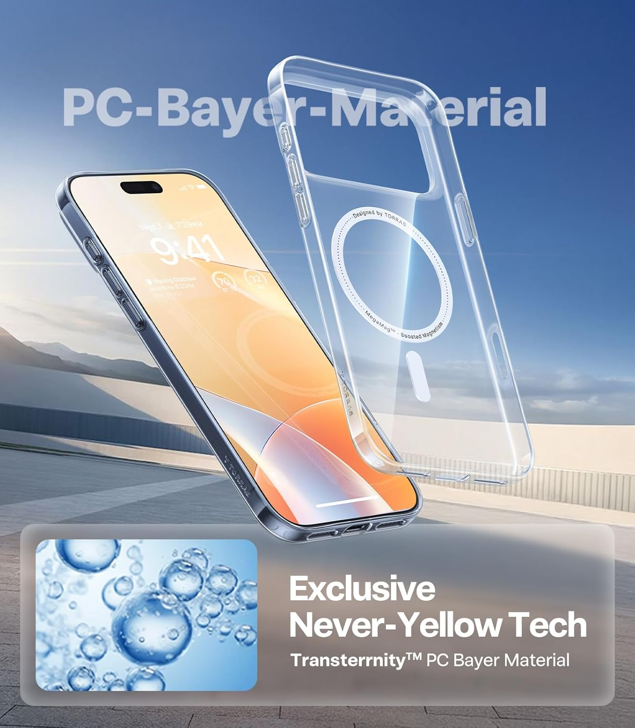 TORRAS Magnetic Slim-Fit for Iphone 17 Pro Max Case 6.9, Ultra-Thin 17 Pro Max Phone Clear Case Compatible with Magsafe, Light Anti-Scratch Matte Hard PC Bayer 6.9 Inch Originfit, Clear image number 5