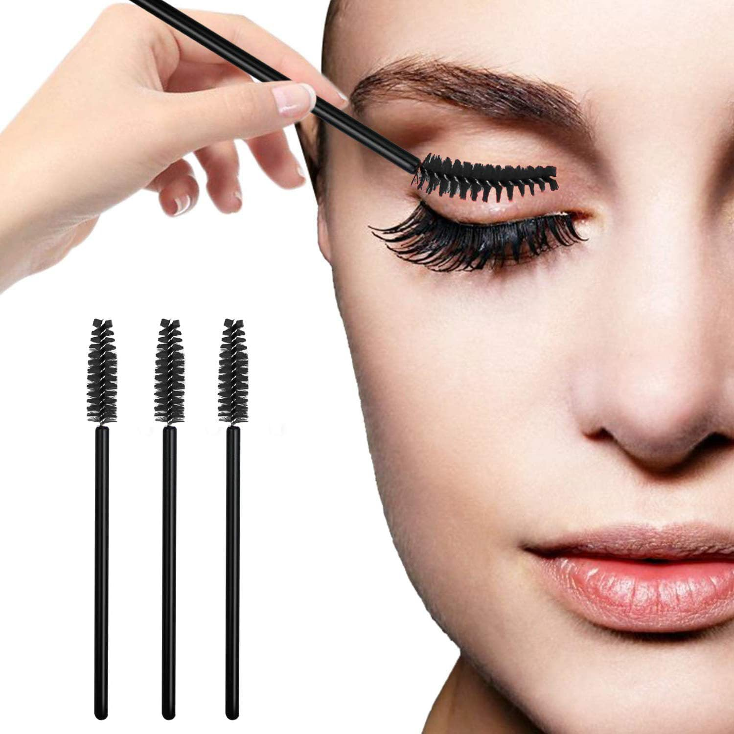 100Pcs Disposable Eyelash Spoolies Brushes, Mascara Applicator Wands, Eyebrows Brush for Extension and Eyebrow Brush(Black)