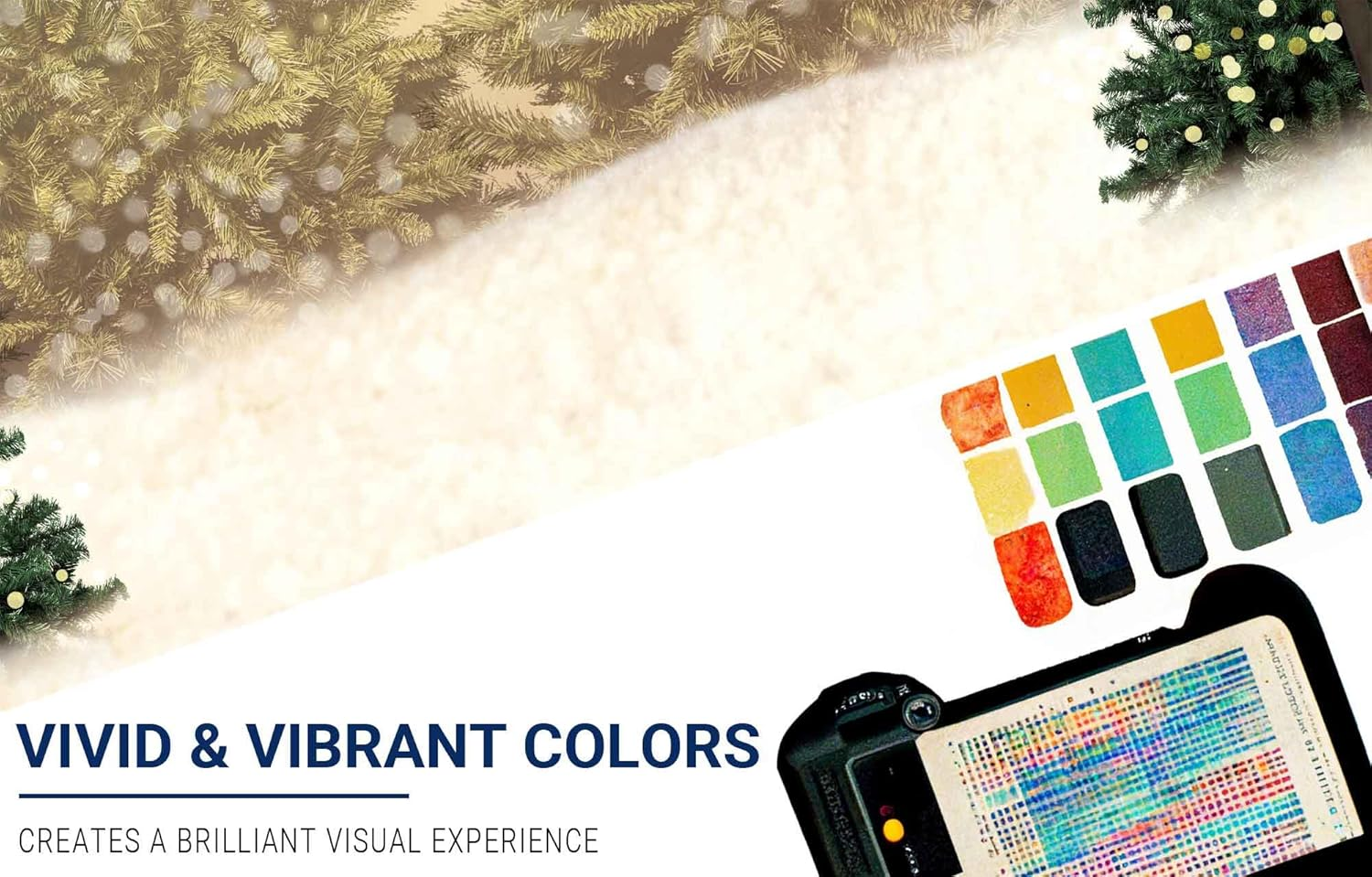 Allenjoy 82" X 59" Winter Christmas Photography Backdrop Glitter Spot Xmas Green Pine Trees Snowy Wonderland Background for Newborn Baby Shower Birthday Party Decor Banner Portrait Photo Booth Props image number 5