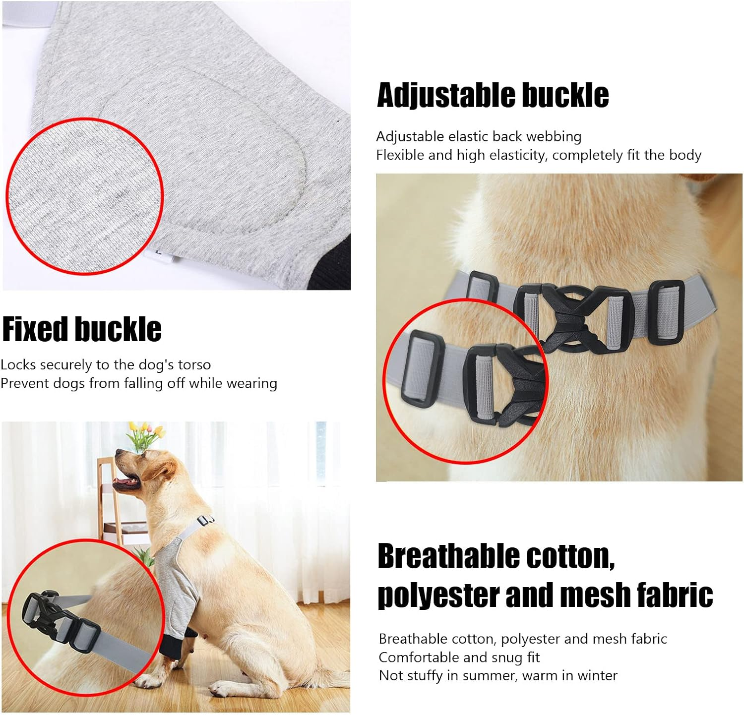 Dog Recovery Suit, Dog Elbow Protector, Adjustable Straps Dog Shoulder Brace, Joint Warming Breathable Dog Front Leg Sleeve for Dogs Puppy (L) image number 1