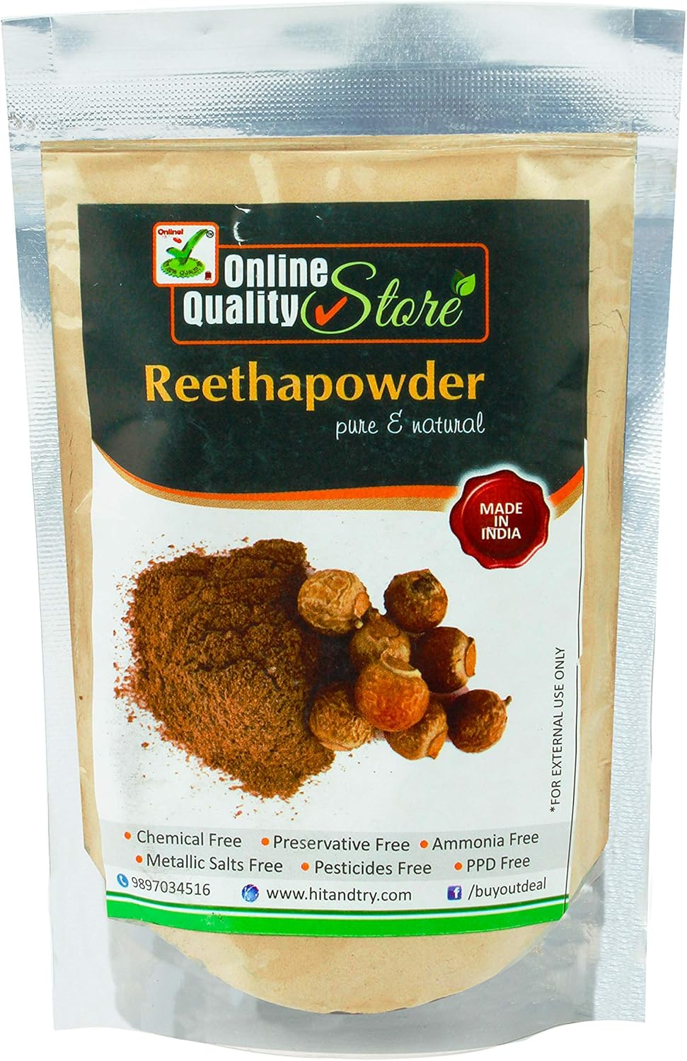 Online Quality Store Reetha Powder-100G |Organic Reetha Powder for Hair Growth|Aritha|Reetha|Ritha|Soapnuts (Sapindus Mukorossi) Powder for Silky & Smooth Hairs|Ritha Powder for Hair (Soap Nut) image number 4