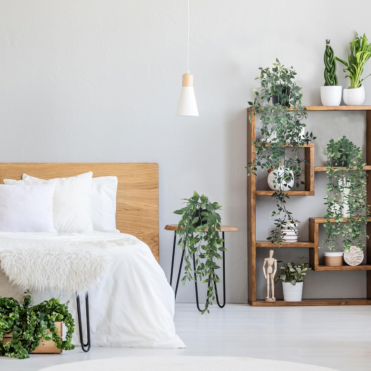 Artificial Plants 3Pcs Set, Hanging Plants Vines &ndash; Mandala Pea Eucalyptus Leaf Faux Plants for Office, Farmhouse, Home Decor, Indoor & Outdoor Wedding Decoration image number 6